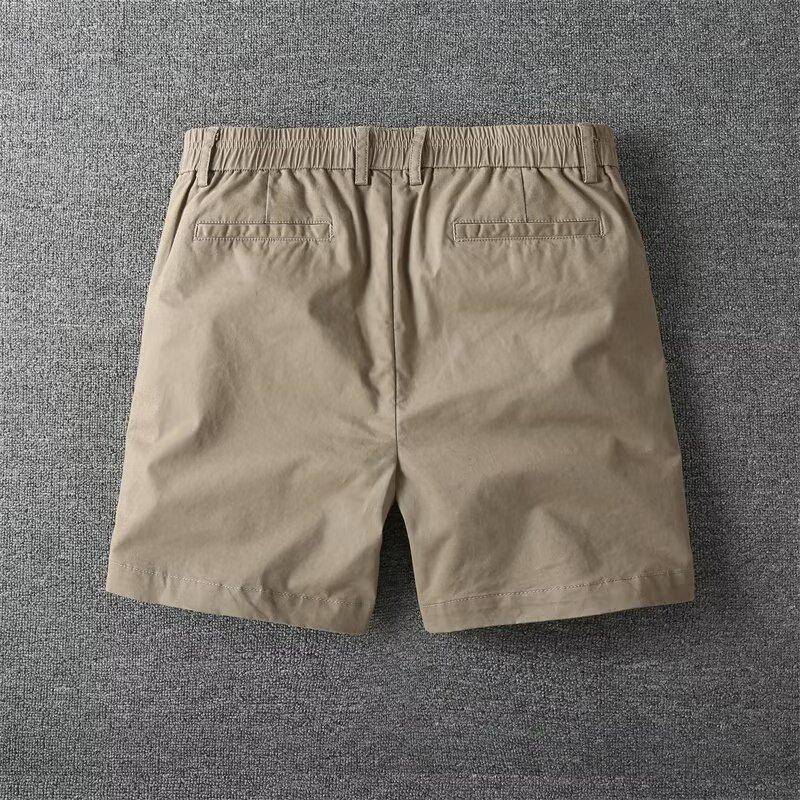 Men's Summer Casual Shorts Pure Cotton Solid Color Stretchy Straight Pants Trendy Hight Waist Elastic Waist Quarter Beach Pants