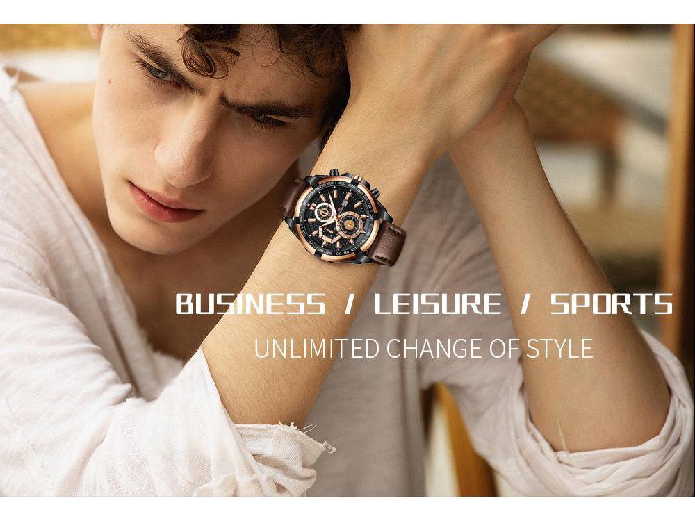 Men's Luxury Leather Strap Supercar Racing Waterproof Sports Watch