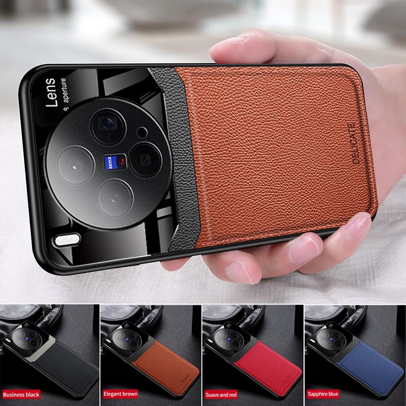 EUCAGR Luxury Acrylic Leather Case For VIVO X300 Pro X300Pro Camera Protect Phone Back Cover for VIVO X300 Frame Coque
