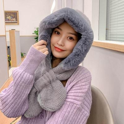 Korejská verze plyšové čepice Lei Feng Ladies Winter Plus Velvet Riding Čepice do uší Tide Wild Bib All-in-one