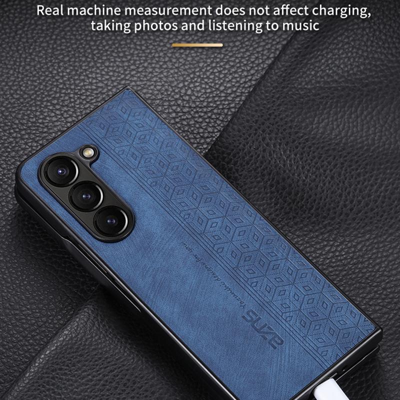 AZNS For Samsung Galaxy Z Fold6 5G Case PU Leather+Hard PC Non-Slip Grip Phone Cover