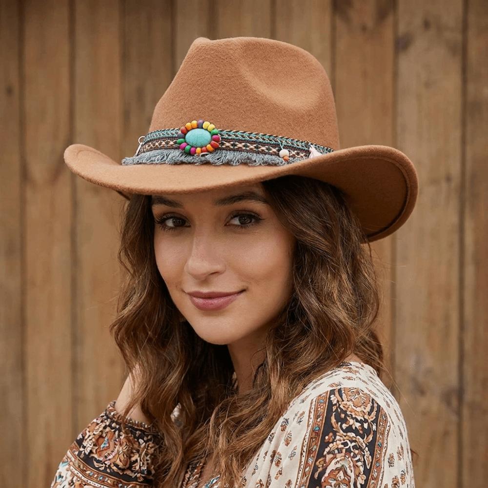 Solid Color Cowgirl Jazz Hat Woolen Top Hat Punk Party Cosplay Hat Bucket Hats