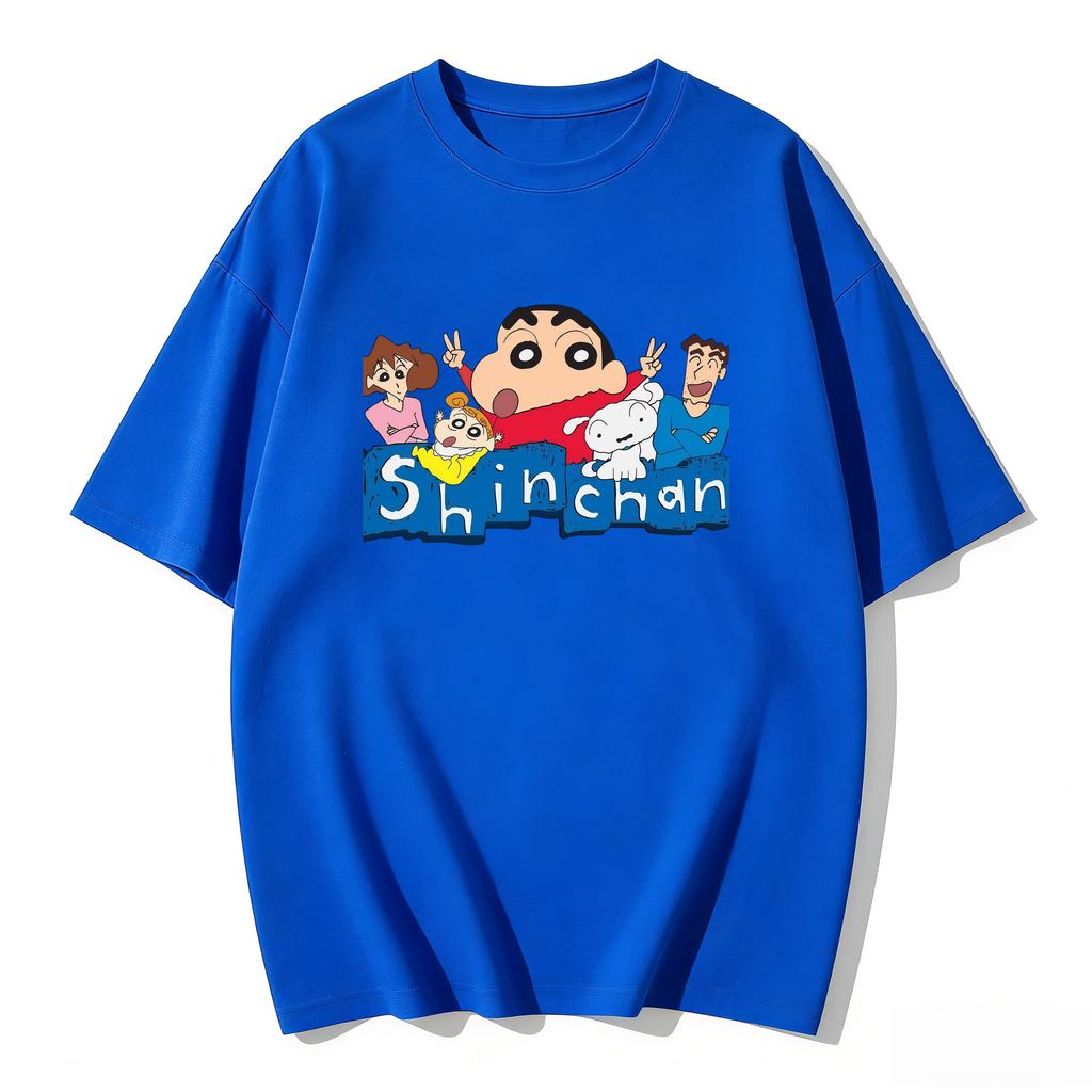 Crayon Shinchan Cute Cartoon T Shirt Couple Clothes Family Matching Tee Summer Casual Short Sleeve Cotton Top Fashion Streetwear