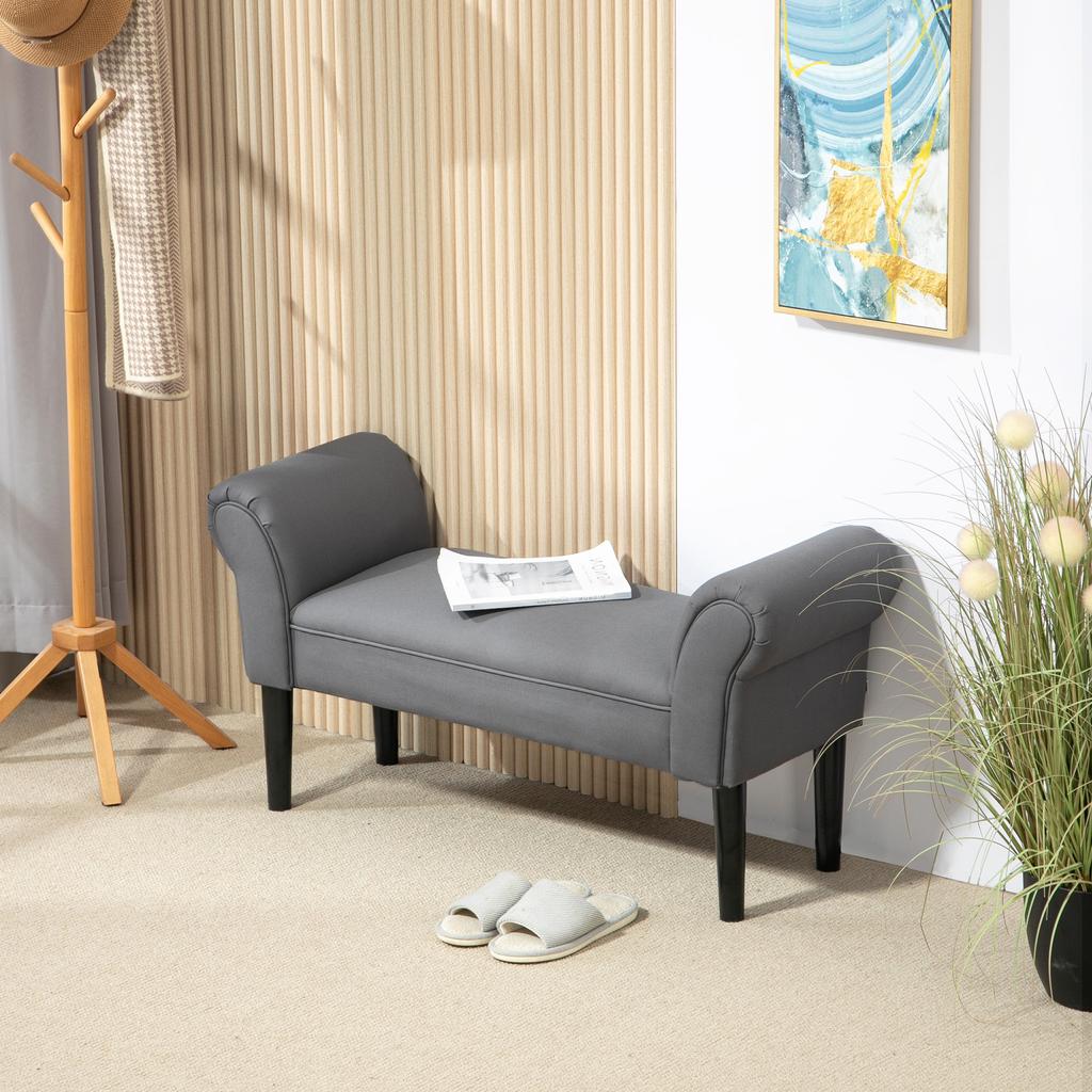 Bench, Bed Bench, Sturdy Construction, Soft Padding, 102x36x51 cm, Gray