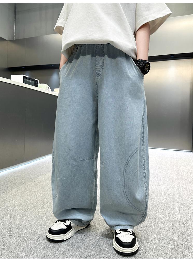 Boys' summer pants 2026 new item, mid size children's summer boys' leg binding children's thin wide leg workwear, mosquito proof pants
