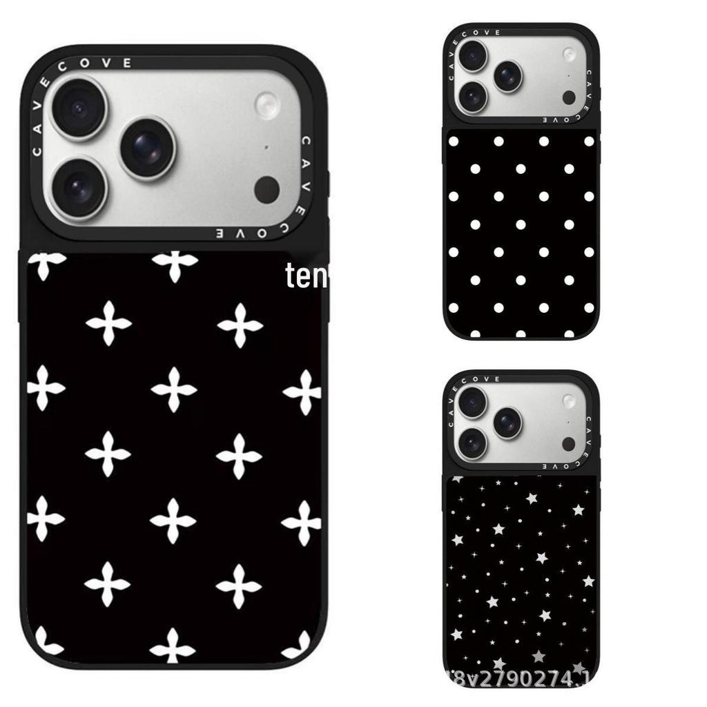 Stylish Polka Dot and Cross Flower MagSafe Case for Apple 17/15 Pro Max Phone