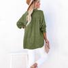 Fashion Spring Pleated Button-Detailed Long-Sleeve T-Shirt: Solid-Color Loose Pullover Blouse