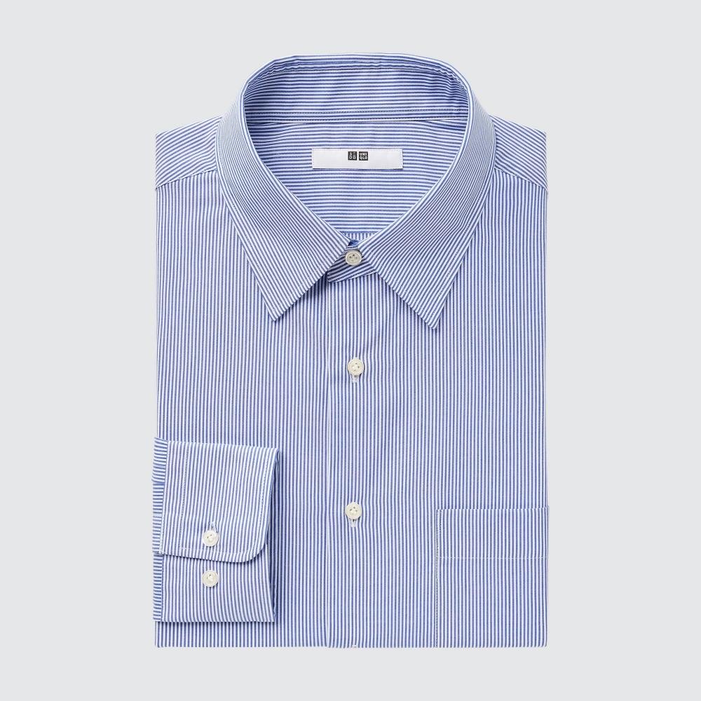 

UNIQLO JAPAN Рубашка в тонкую перекрестную полоску обычного цвета с длинным рукавом