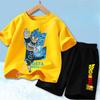 Dragon Ball Son Goku Anime T-shirt Set Kids Short Sleeve Pocket Shorts Ventilate 2-piece Set Boys Girls Cartoon Clothing