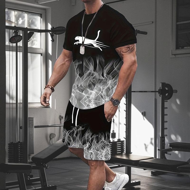 

Мужской ретро-костюм, летний повседневный дышащий освежающий костюм в пляжном стиле с принтом 3D-леопарда, свободный мужской топ 6XL