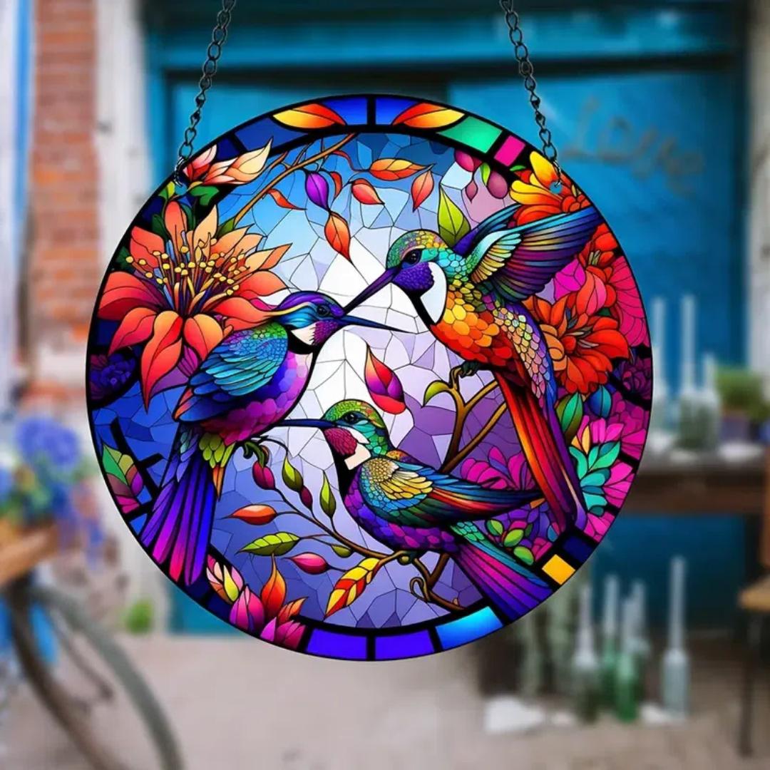 

1 шт., ловец солнца в виде трех колибри, подвесной светильник на окно, садовый двор, внутренний уличный ловец солнца, домашний офис в стиле ар-деко, бар, школа