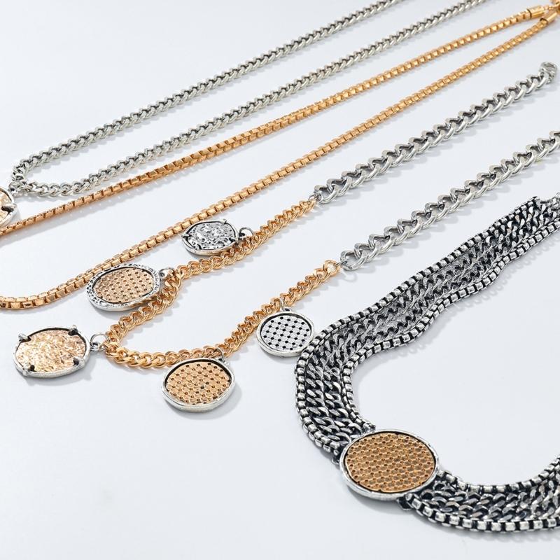 4PCS Bold Bohemian Stackable Chain Necklaces Adjustable Length Punk Rock Chic Collarbone Chain Jewelry