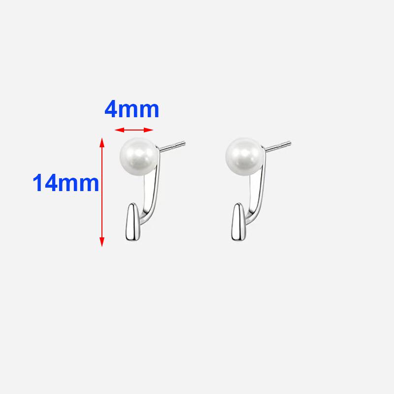 Real 925 Silver Pearl Hook Gold Stud Earrings For Women Cute Fine Jewelry Small Niche Accessories