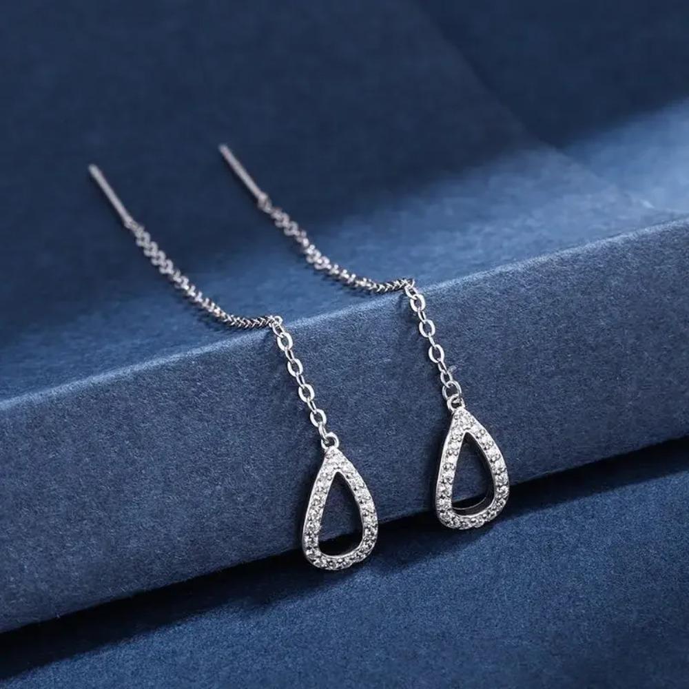 Orecchini a filo lungo pendenti per donna, colore oro rosa, cristallo di zircone, infila piercing, accessori per orecchie, gioielli