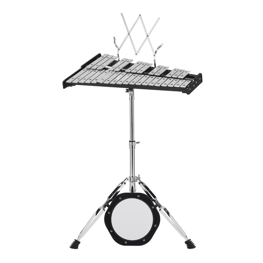 32 Note Glockenspiel Xylophone Bell Kit with Mallets, Stand & Practice Pad