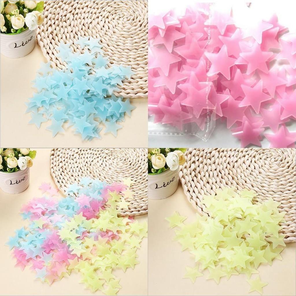 Sachet de 100 pièces d'autocollants muraux phosphorescents de qualité supérieure pour chambres d'enfants en formes d'étoiles colorées