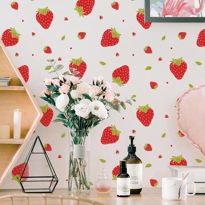 Autocolante de perete Mural colorat Impermeabil Auto-adeziv Decorativ detașabil DIY Fundal cu fructe de căpșuni Tapet Art Craft