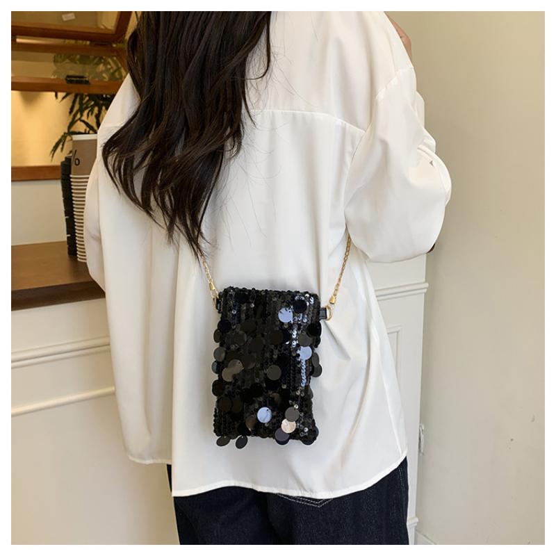 New Portable Sequined Shoulder Bag Large Capacity Multifunctional Phone Purse Chain Crossbody Bag Women