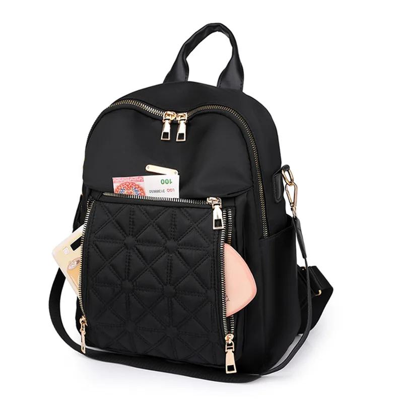 2025 New Korean Edition Versatile Large Capacity Water Proof Travel Backpack Lingge Embroidered Double Shoulder Bag for Women