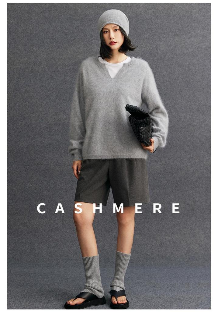 Women's Thickened Cashmere V-Neck Sweater - Autumn/Winter Knitwear