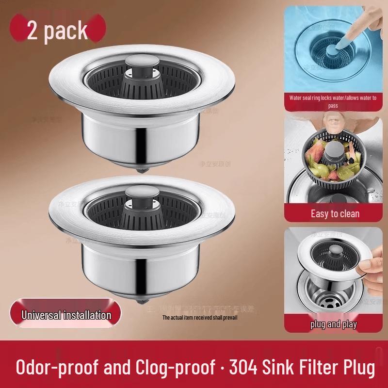 

Kitchen Sink Drain Strainer & Stopper (2-Pack)