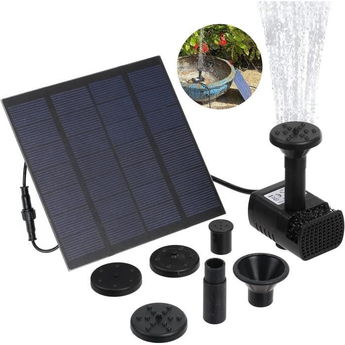 Fontaine solaire 1,8 W, Assemblage amovible pompe de bassin solaire, 4 Buses Conception de Bricolage, Fontaine ornementale de jardin