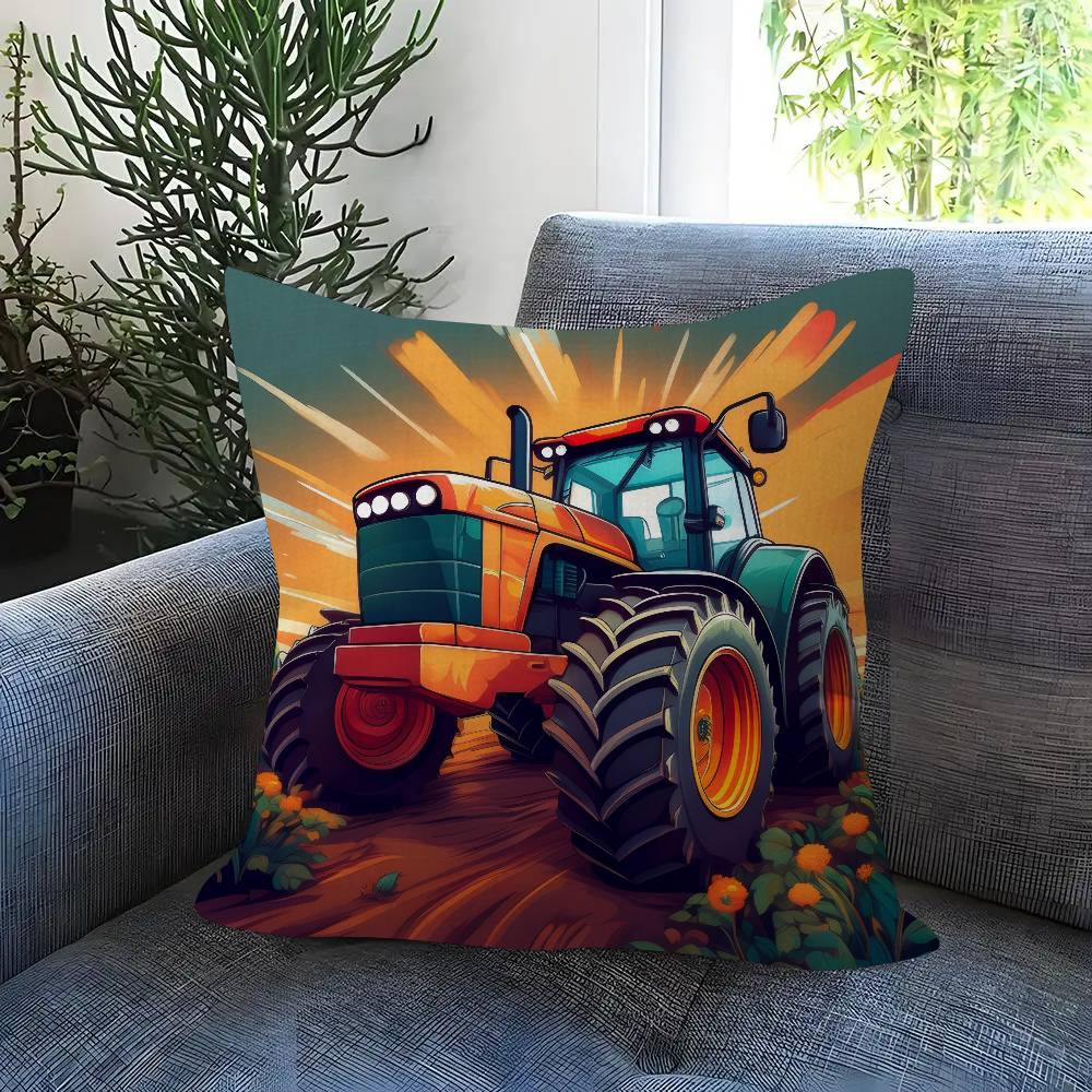 Car Tractor Decorative Personalized Pillow Dust Cover Bedroom Kids Party Decoration Pillowcase Birthday Children Gift