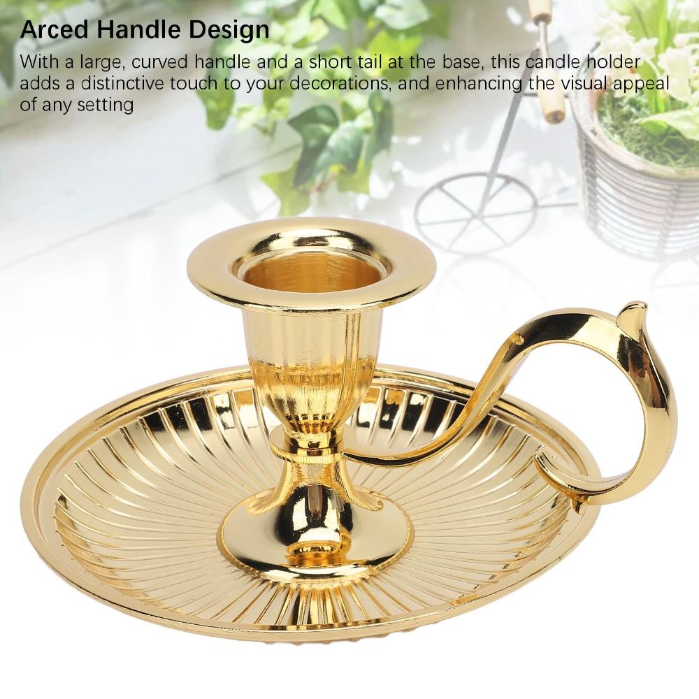 Handheld Taper Candle Holder Round Bottom Brass Candlestick Holder  Christmas Decor
