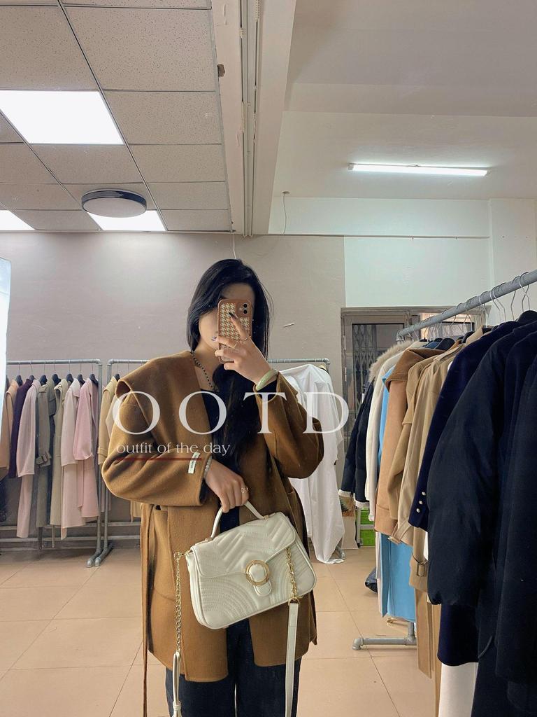 Dalian NSS Autumn/Winter Women's Hooded Loose Fit Double-Sided Cashmere Wool Coat