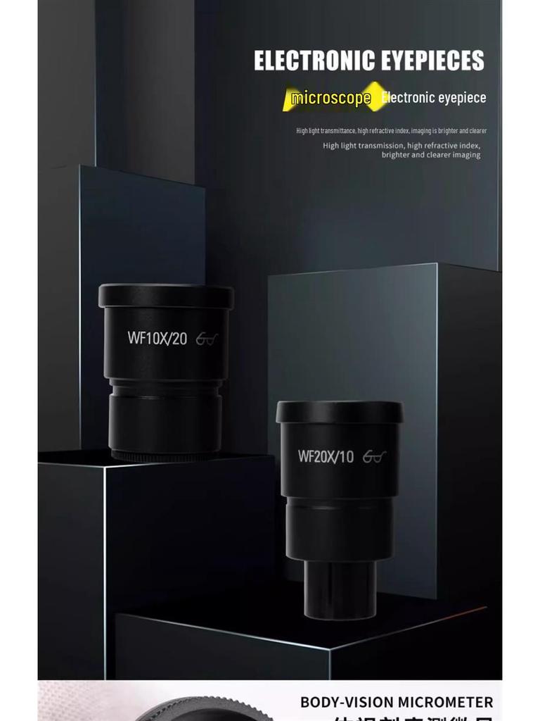 Wide-Angle Eyepiece Stereo Microscope with Reticle and Lens Adapter
