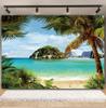 Tropischer Strand Hintergrund für Fotografie Sommer Hawaii Blaues Ozeanwasser Meeresufer Palme Kinder Feiertagsparty Foto Hintergrund Dekoration
