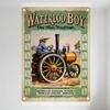 Vintage Waterloo Boy Steam Tractor Tin Sign, One Man Tractor Farm Scene Metal Poster for Bar Pub Home Wall Decor, Retro 1900s Ad