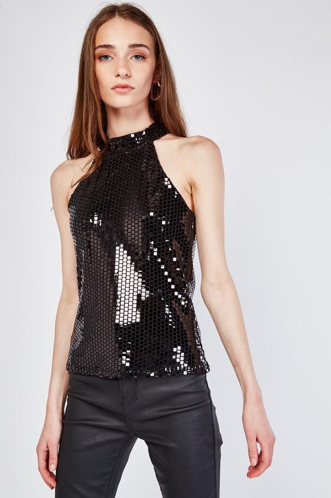 Disco Sequin Halter Top купить недорого — выгодные цены, бесплатная  доставка, реальные отзывы с фото — Joom