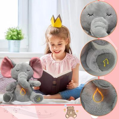 Atmendes Baby, beruhigendes Elefanten-Plüsch-Puppenspielzeug, beruhigende Musik für Babys und Kinder, Schlafbegleiter, Ton und Licht, Puppenspielzeug, Geschenk