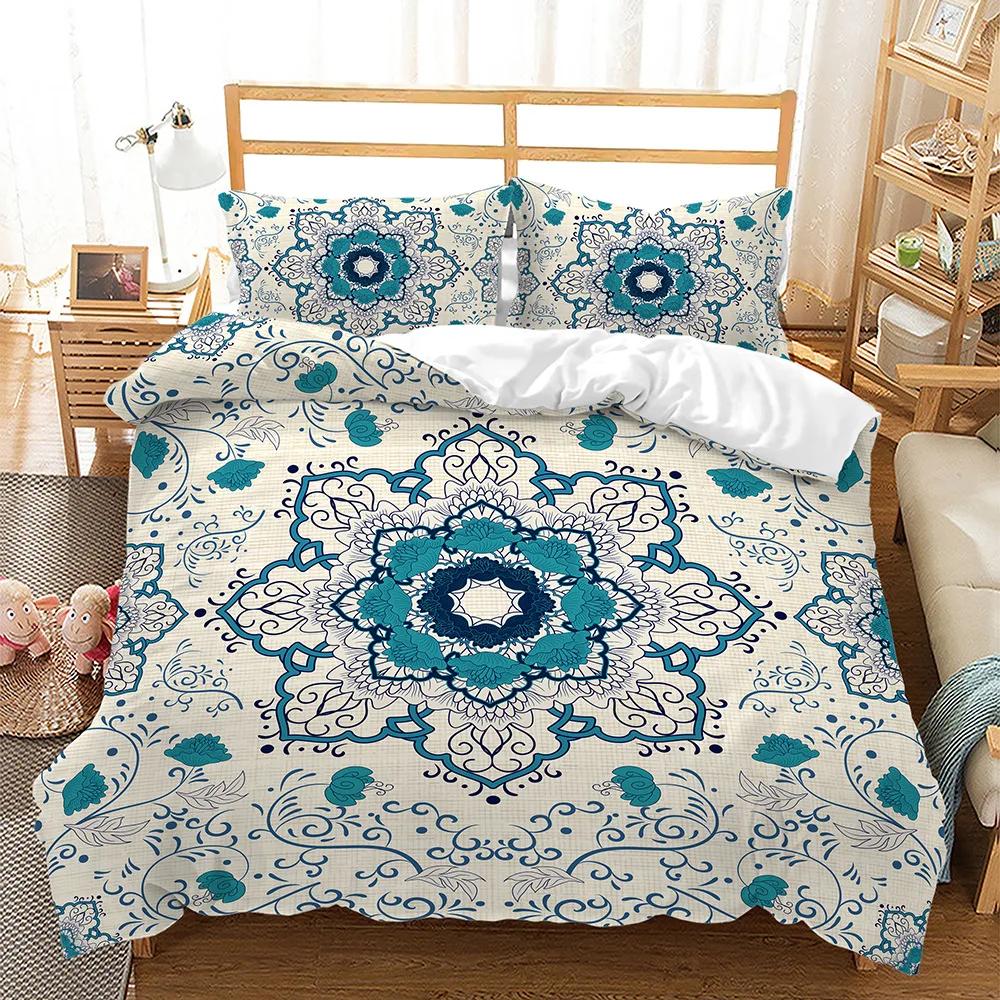 

Bohemian Home Textiles 3 Piece Set Print Mandala Datura Bedroom Cover Set Luxury,Jacquard Geometric Patterns Duvet Set King Size EU single(135x200cm)