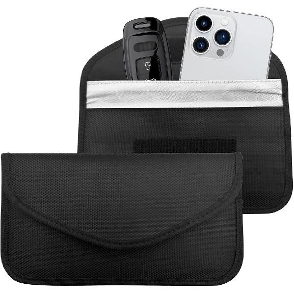 2PCS Faraday Bags For Car Keys And Cell Phone, RFID Signal Blocking Bag, Keyless Entry Fob Signal Blocking Pouch, Cell Phone Privacy Card Protection,