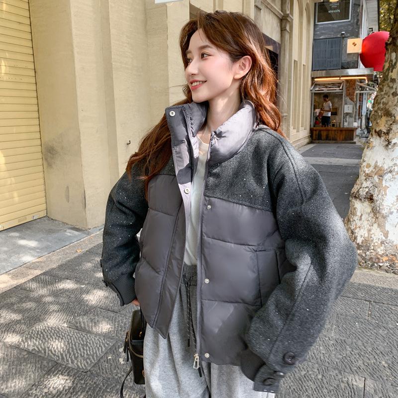 Updated Cotton-padded Jacket Womens Comfortable Fit Short Korean Version of Cotton-padded Jacket Stand Collar Student Winter Cotton-padded Jacket