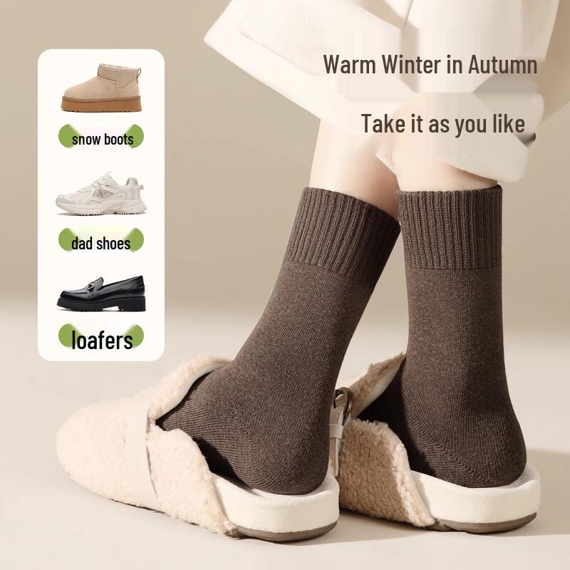 BADIGAO Unisex Disposable Plush Mid-Calf Socks