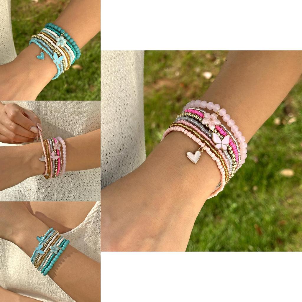 Boho Butterfly Charm Jewelry Set With Glass Beads For Womens Casual Style