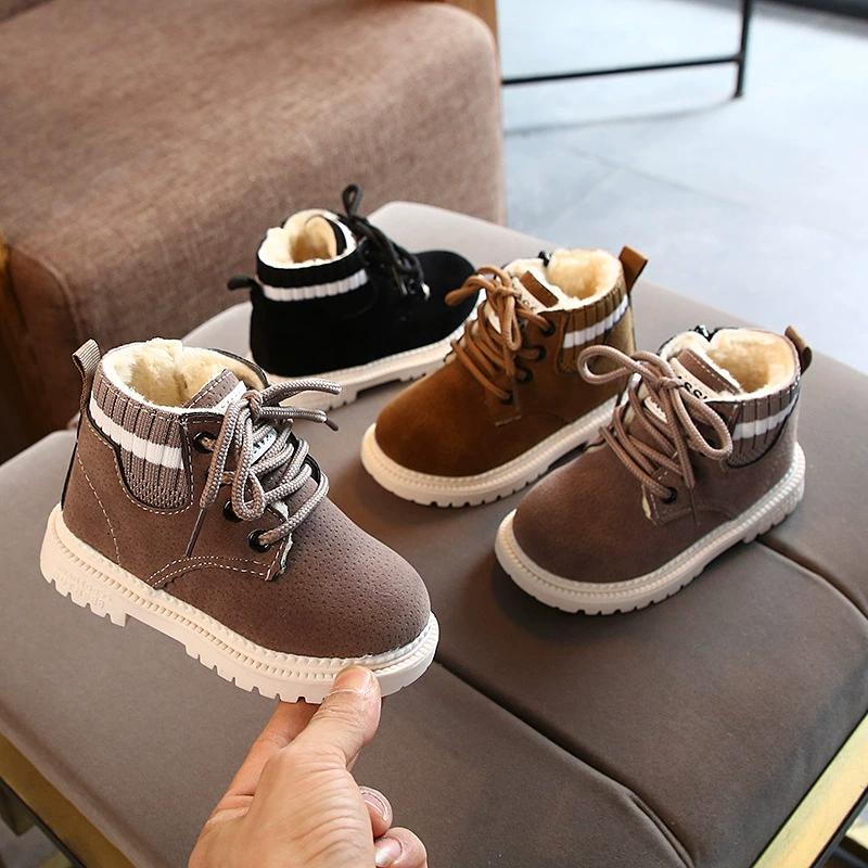 Children Casual Shoes Autumn Winter Boots Boys Shoes Fashion Leather Soft Antislip Girls Boots 21-30 Sport Running Shoes