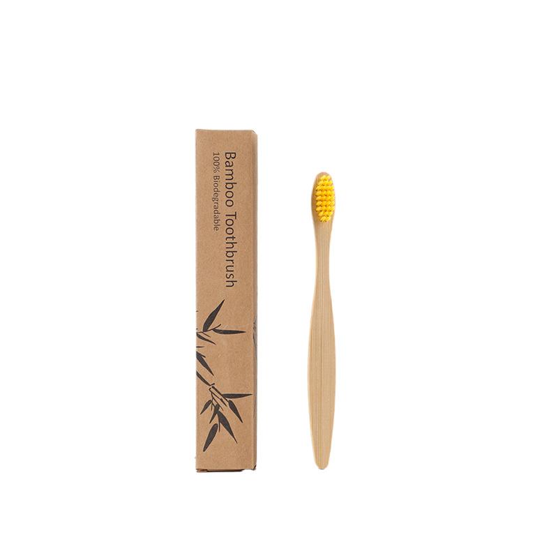 Ready Stock Custom Logo Packaging Kids Soft Natural BPA Free Biodegradable Kraft Box Bamboo Toothbrush
