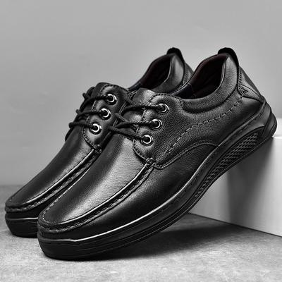 Men's Oxfords Shoes Lace Up Retro Business Casual Genuine Leather Cowhide Platform Platform Shoes Men British Style Work Shoes