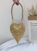 Small Heart-Shaped Rhinestones Evening Bag with Chain for Women Handbag Rhinestones Clutch Purse Crossbody Shoulder Bags