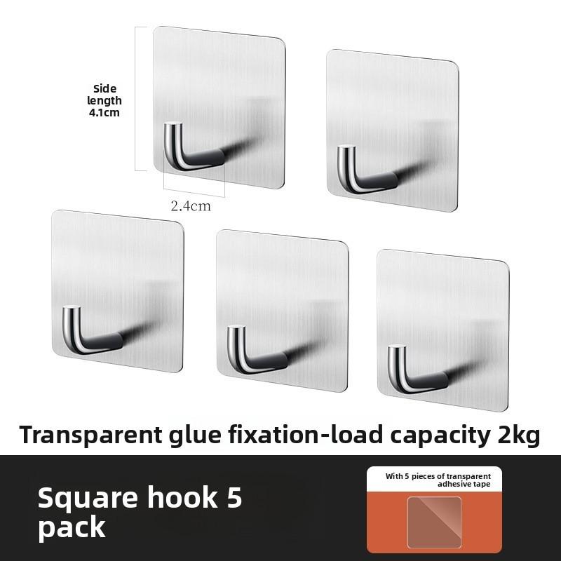 Durable Adhesive Hooks Set With Stainless Steel Finish For Wall Tool Storage