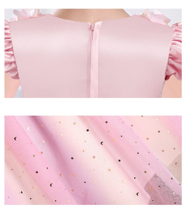 Children's Summer Sequin Princess Dress with Puffy Mesh Skirt - Flower Girl & Wedding Attire