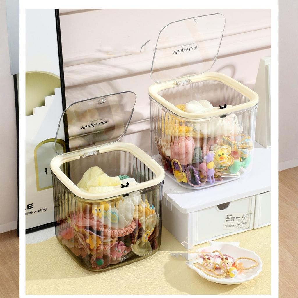 -Up Hair Accessories Organizer Transparent Desktop Storage Box for Hair Clips Bands