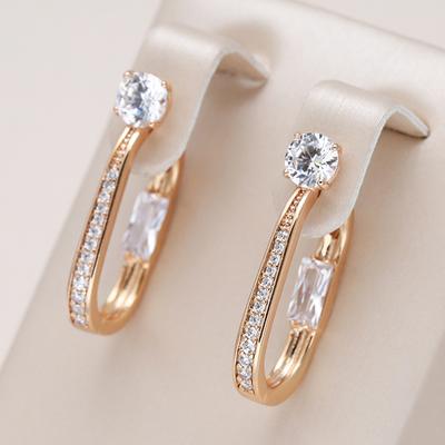Orecchini a cerchio in zircone naturale lucido per donna gioielli raffinati da matrimonio nuovo design colore oro rosa orecchini pendenti quotidiani