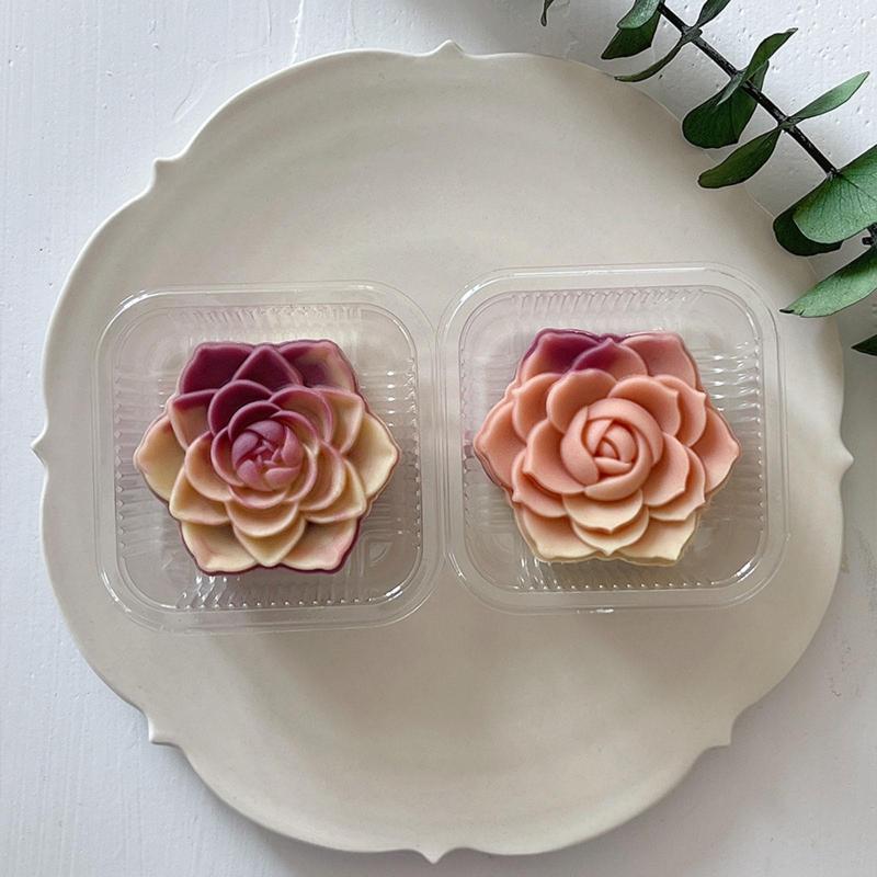 Plastic Mooncake Stamp Cute Flower Shape Mooncake Mold Festival DIY Hand Press Mooncake Cutters Pastry Decorating Gadget