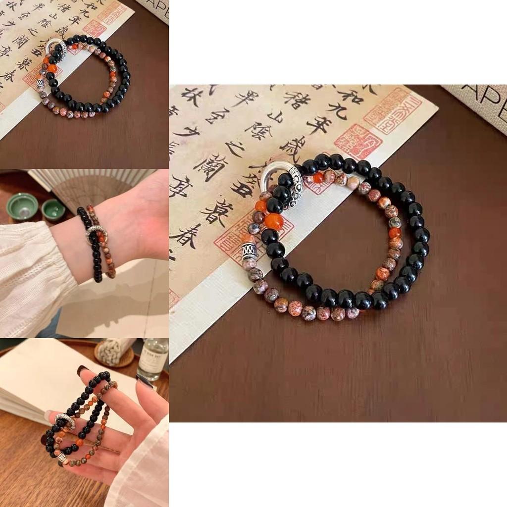 Handcrafted Geometric Beaded Bracelet With Natural Stones Unisex Vintage Ethnic Design