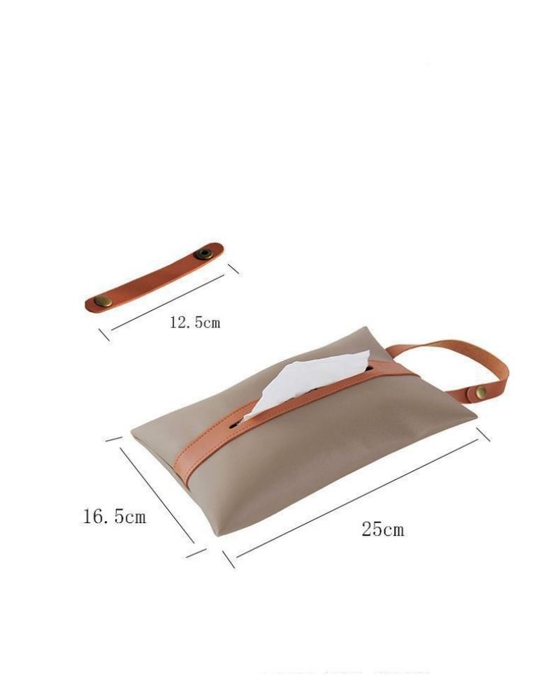 Simple Hanging Portable Tissue Box Pu Leather Fashion Color Matching Home Desktop Storage Tissue Bag Car Tissue Box Napkin Box